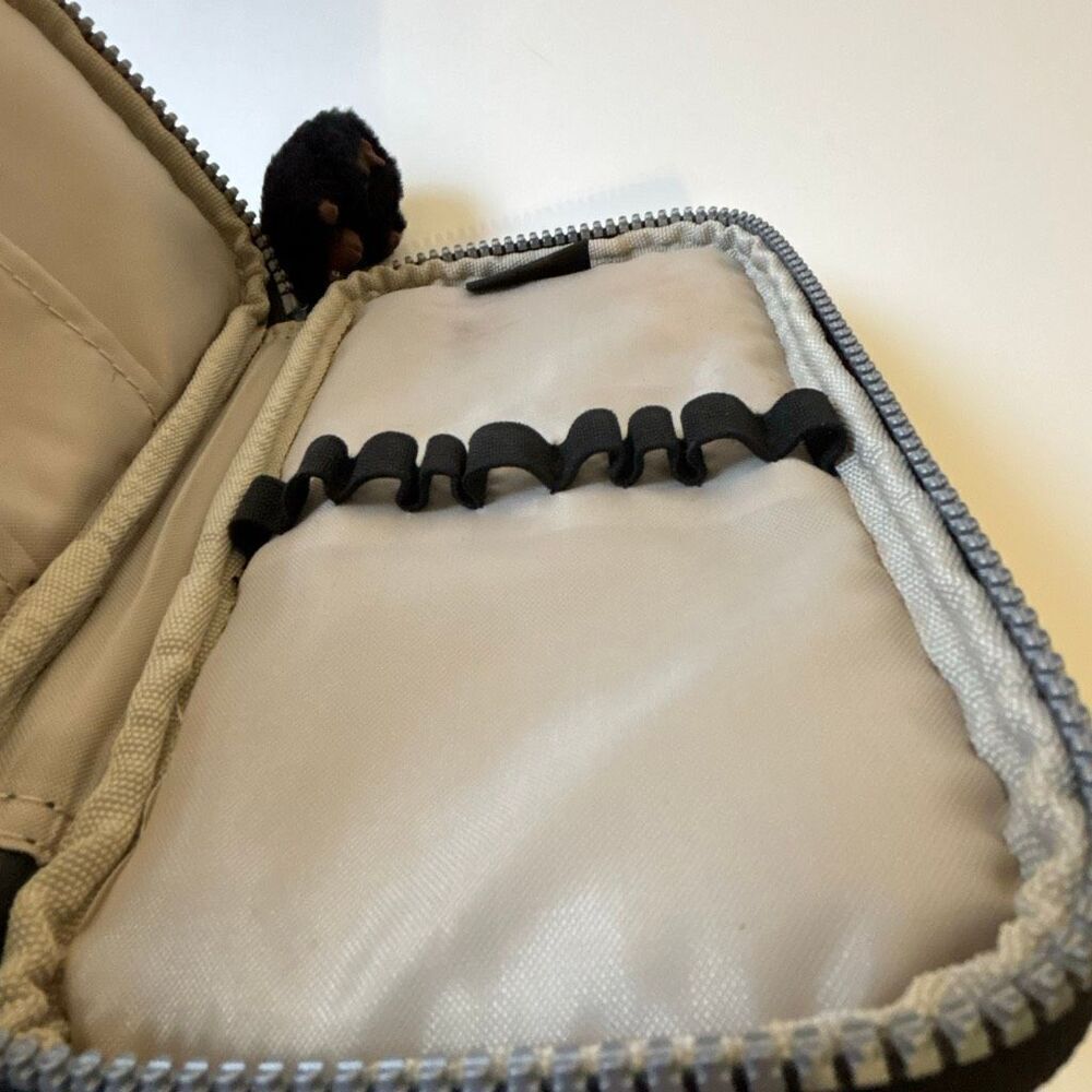 NEW Kipling Make Up/Cosmetic brush holder case +monkey pencil black nylon travel - Picture 4 of 6
